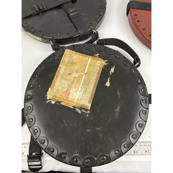 VTG Lot of 4 Round Film Reel Shipping Box with Canvas Straps USA Empty - Picture 5 of 16